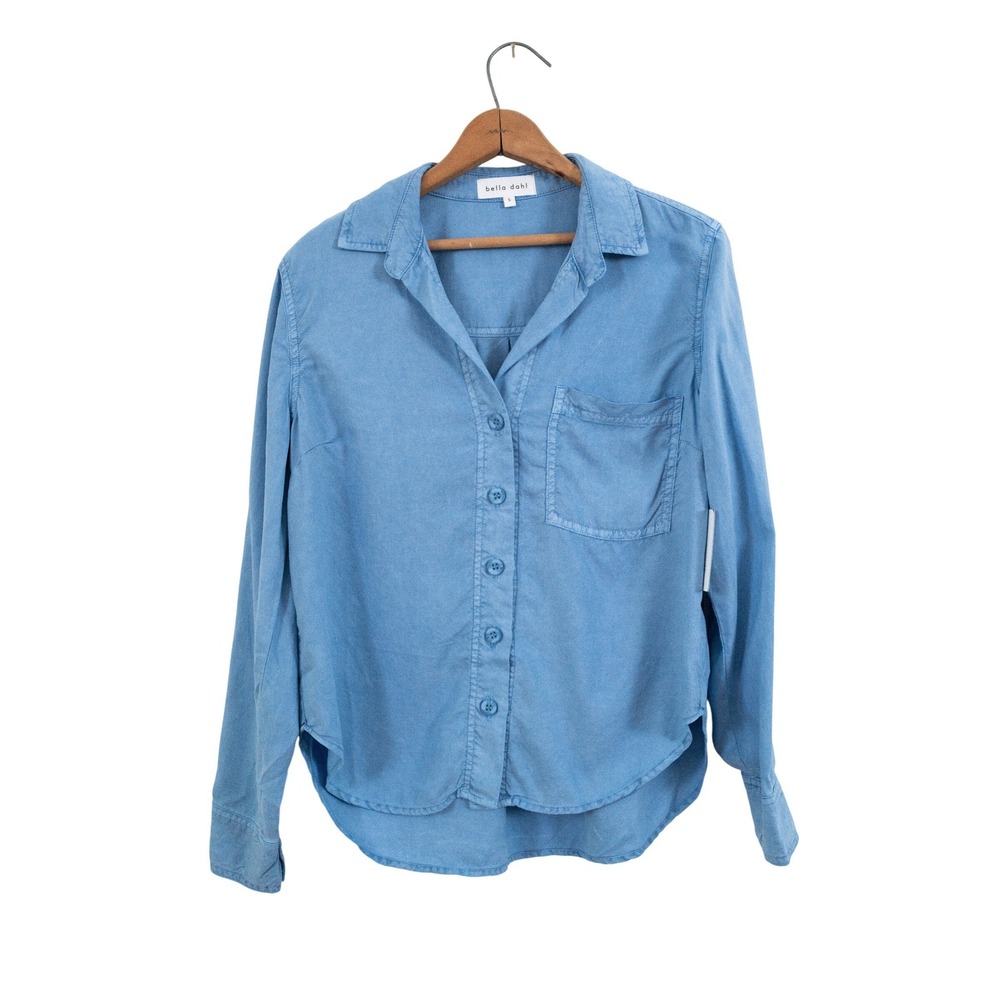 NWT Bella Dahl Blue Button Down Shirt Split Back‎ Made in USA Small
